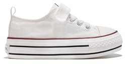 Conguitos Zapatillas Lona Plataforma Blanco - Zapatillas Casual para niños cómodas (Plata/Talla 30)