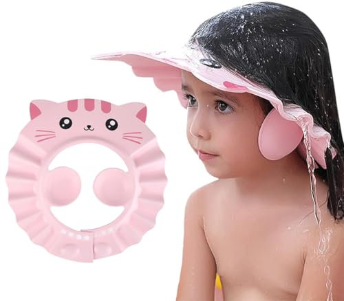 Baby Shower Cap Shampoo Cap for Kids Baby Hair Washing Shield Bath Visor Face Shield for Toddler Boys Girls Adjustable Shower Hat Earmuff Hair Wash Shield Waterproof Bath Cap for 5 Month Plus-8 Years