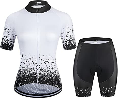 Damen Kurzarm-Trikot-Set, Radbekleidung, Pad, Rennrad, atmungsaktiv, 1, XL