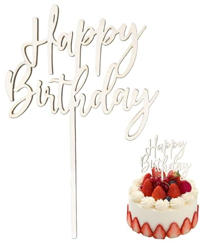 VAEIORP 1 pcs Cake Topper Happy Birthday aus Holz Kuchendeko Geburtstag Kuchen Deko für Mädchen Jungen Frauen Mann