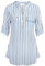 Lalala Blusen Für Frauen Elegant Lässig 3/4 Ärmel Tunika V Ausschnitt Gestreiftes Oberteile Schöne Frühlingskleidung Blau L