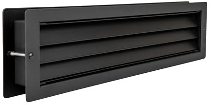 MLS Lüftungsgitter L 1000, Türlüftungsgitter aus Edelstahl, für 37-55 mm Dicke Türblätter, Rechteckiges Türgitter inkl. Befestigungsmaterial, Türlüftung, 465 x 106 mm, Schwarz