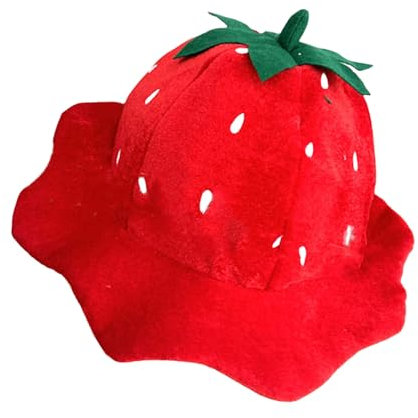 Lilinzhi Erdbeerhut Obst Kopfbedeckung Spaß Halloween Kostüm Zubehör Party Foto Requisiten Cosplay Maskerade Kostüm, R, Einheitsgröße