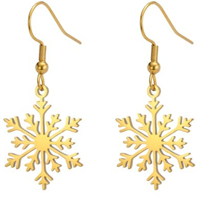 KKJOY Schneeflocke Ohrringe Edelstahl Winter Mode Anhänger Ohrringe Weihnachten Party Schmuck für Frauen