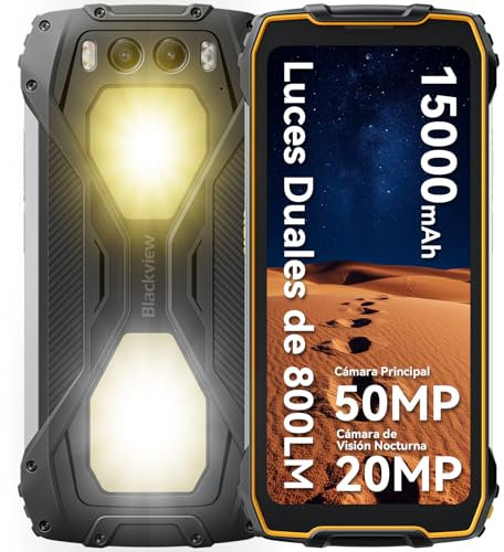 Blackview BV7300 Rugged Smartphone Android 14, 800LM Luce LED, 18GB+256GB/2TB, 6.67 HD+700 nit Cellulare Antiurto, 15000mAh/45W Telefoni Cellulari, 50MP+20MP Visione Notturna, Dual SIM 4G/NFC/GPS