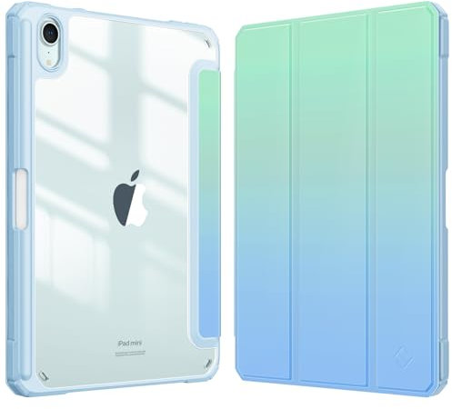 FINTIE Hybrid Case for iPad Mini 7 (A17 Pro) 2024 / iPad Mini 6 (2021) 8.3 Inch - Clear Shockproof Cover with Pencil Holder, Auto Wake/Sleep, (ZA-Seaside Ombre)