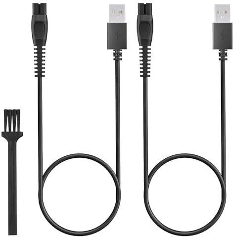 2 Pcs One Blade Charger 5 V,Shaver Charger Cable for Philips,Beard Trimmer Charger for Philips,Compatible for Philips 360 QP2720 QP2734 X5000 S1113 PQ888 MG7910 MG5910 MG9510 MG9520 (with Brush)