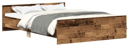 vidaXL Bettgestell ohne Matratze Altholz-Optik 120x200cm Holzwerkstoff, Bettrahmen, Doppelbett, Schlafzimmermöbel, Bett, Schlafzimmerbett, Lattenrost