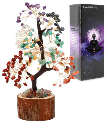 Edelsteinkristall Deko Bonsai Baum, Chakra Steine Kristallbaum Kristalle, Spirituell Esoterik Feng Shui Deko, Geldbaum Schreibtisch Deko, Spirituelle Geschenke für Frauen, Edelsteine Bau (Bunt)