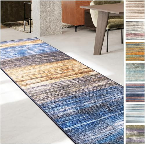 Floordirekt Teppichläufer mit Muster - maßgefertigter Feinschlingen Teppich Läufer für Küche, Flur & Wohnraum - Ornament Vintage Orient Gitter (80 x 200 cm, Cancun)