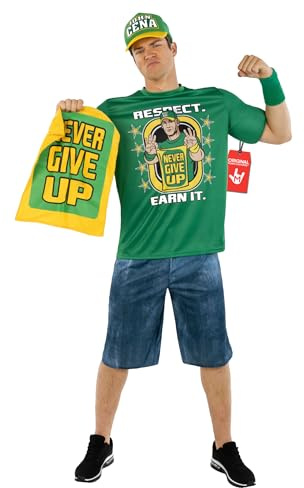 Morph John Cena Kostüm Herren, Wrestling Halloween Kostüm Herren | Wrestling-Oberteil & Shorts, Grünes Champion-Design, Zum Überziehen, Perfekt für Halloween, Ideal für Cosplay