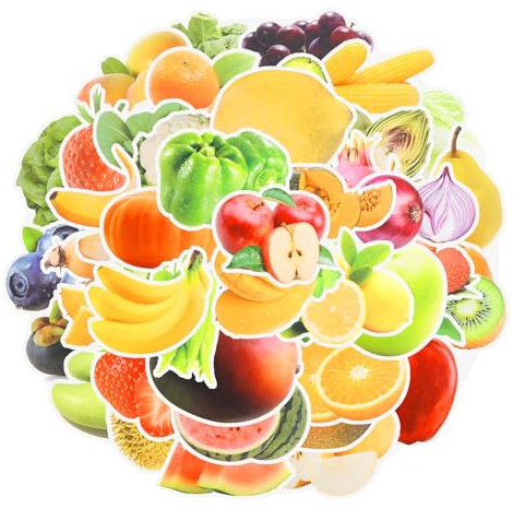 Foyods 120 Stück Früchte Aufkleber Realistische Obst und Gemüse Aufkleber für Kinder, Sammelalben, Laptop, Telefon, Tablet, Gepäck, Geschenke und Belohnungen