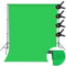 Wusboo Fond d'Écran Vert, 2M x 3M (6,6FT x 9,8FT) Toile de Fond Vert pour Studio Photo, Tissus pour Fond Photo avec 4 Clips de Fixation pour la Photographie, Le Streaming et l’Enregistrement TV