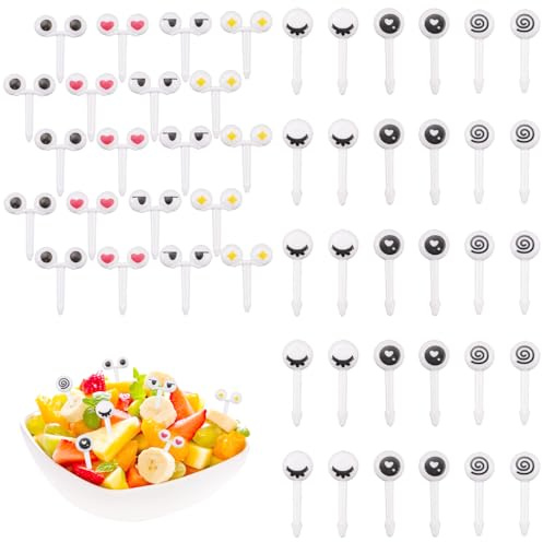 100 Piezas Tenedores Fruta Niños, Palillos para Niños Frutas, Mini Tenedores de Fruta, Mini Tenedore Infantiles Reutilizables de Frutas, para Frutas, Postre, Bento, Almuerzo, Pasteles, Fiesta