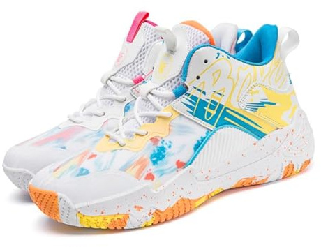 Basketball Shoes Men high top Trainers Men Sneakers for Women Comfortable Breathable Fashion Running Fashion Training Shoes Non-Slip Walking Upper (Color Asymmetry,9.5)