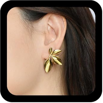 Yienate Trendy Blume Ohrringe Gold Vintage Geometrische Ginkgo Blatt Ohrringe Ahornblatt Tropfen Ohrring Aussage Floral Tropfen Baumeln Ohrring Unregelmäßige Blütenblatt Ohrschmuck Für Frauen