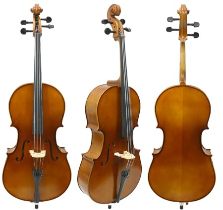 DouscsChart Cello 1/8 4 Saiten, handgefertigt, Cello-Paket, Ahornholz, Rückseite und Seite, Holz, Fichtenholz, Ebenholz, Griffbrettbeschläge mit Tasche und Advance Brasilholzbogen