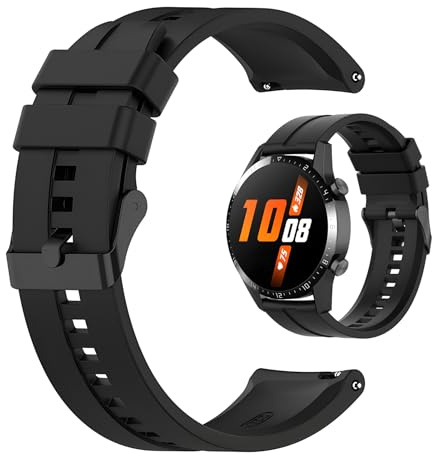 Wvxilyr Silikon Ersatzarmband 22mm für Watch GT2 46mm, GT3, GT3 Pro, Kompatibel für GT Runner 46mm, Smartwatch Armband 22mm, Wasserabweisendes Uhrenarmband mit Schnellverschluss, Schwarz