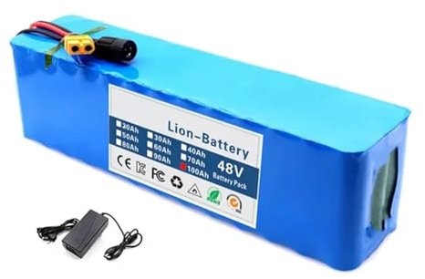 48V 100AH 13S3P Elektrofahrrad Batterie Elektroroller-Batterie Mit 54.6V 2A Ladegerät E-Bike Akku Lithium-Ionen Akku Für 0-1000W E-Bike E-Fahrrad E-Scooter E-Motor 48V100AH,T