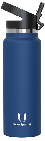 Sparrow Insulated Water Bottle with Straw Metal Bottles 500ml/750ml/1L/1.5L | Stainless Steel Drinks Bottle, Leakproof & BPA Free Flask, SwivelSip Straw Cap, Reusable Sports,School Outdoor