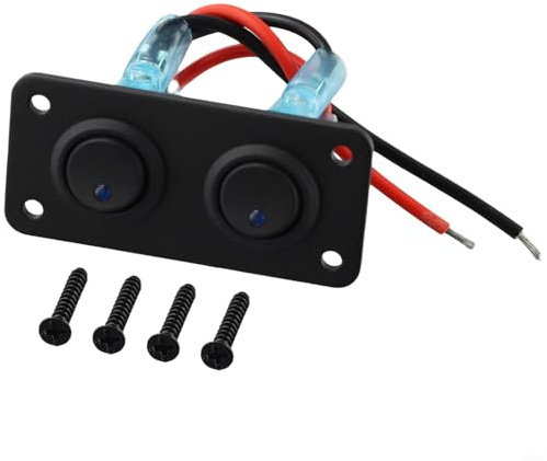 Automobile, caravane, camion, 12 V étanche, contrôle marche/arrêt, étanche, anti-corrosion, panneau de commande électrique, 2 bandes, panneau de commande à DEL bleue