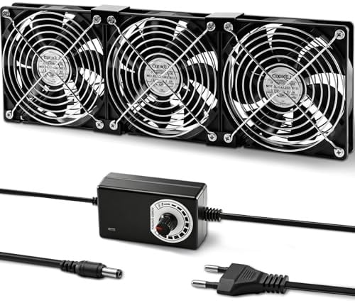 Silkwish 3 ventiladores de 120 mm para PC, 12 V, con enchufe de red y regulador de velocidad continuo para PC, portátil, TV, router, chasis, servidores de gabinet