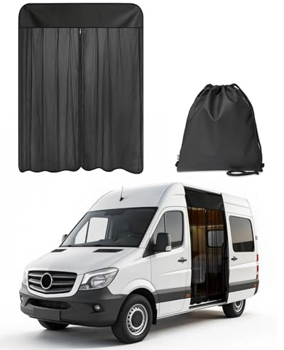 Sonnenschutznetz für Seitenfenster mit Reißverschluss & Magneten | Für Sonnen- und Blickschutz | Kompatibel mit Mercedes-Benzs Sprinter, VW Crafter, Ford Transit, Renault Master