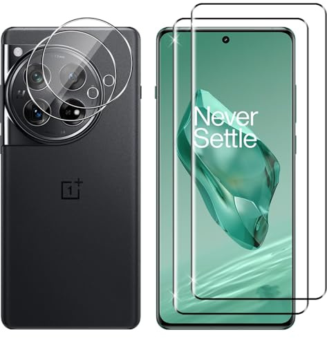 Lutree for OnePlus 12 Tempered Glass, 2+2 Pack 3D Screen Protector + Camera Lens Protector, HD 9H Hardness Anti-Scratch Film, Bubble-Free Premium Protective Glass