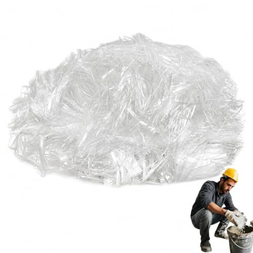 DONFORTLY Fibra di Vetro 1 kg 6 mm per Cemento e Calcestruzzo, Fibre Rinforzanti Anticrepa per Malta, Resina e Strutture Impermeabili, Rinforzo Edilizia Bianco