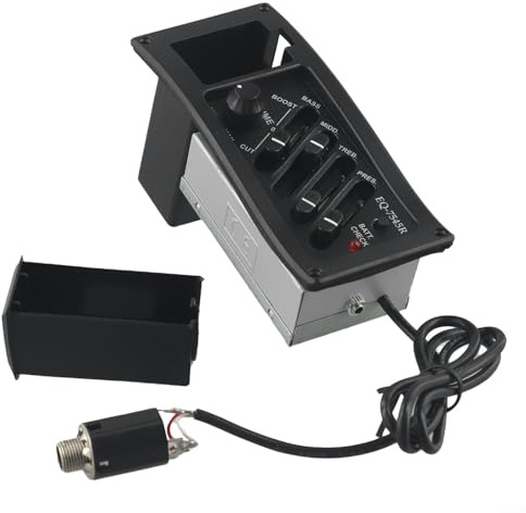 Akustische E-Gitarre, 4-Band-Eq-Tonabnehmer, Vorverstärker-System mit Lautstärke, Bass, Höhen, mittlere Regler, plus Tuner-Funktion, schwarze ABS-Schale für Musikinstrument-Teile, Upgrade
