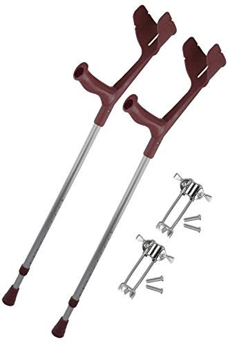 REBOTEC Soft-Grip Gehhilfe Made in Germany Paar Unterarm-Gehstütze Krücke mit Eiskralle (Farbe: weinrot)
