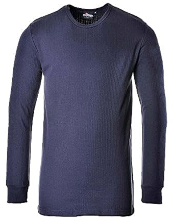 Portwest B123 Thermo T-Shirt Langarm Atmungsaktiver Baselayer | Marine, XS, Wärmedämmung, Feuchtigkeitsableitendes Polyester, 200 g Oberstoff, Größen Bis 5XL, Großzügige Passform