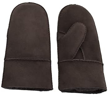 Reissner Lammfelle warme Merino Lammfell Fäustlinge Faust Handschuhe für Damen und Herren HDS-FAUST1-S-BRA braun S (Handumfang 17cm)