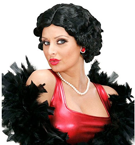 NET TOYS Schwarze 20s Perücke Burlesque Faschingsperücke Betty 20er Jahre Diva Damenperücke Mafia Lockenperücke Wasserwellen Locken Kurzhaarperücke Flapper Charleston Kostüm Zubehör