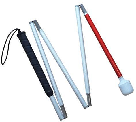 Alluminio Bastone Bianco Pieghevole Per Non Vedenti 5 Sezioni e Punta Roller 120cm (47.2 Pollice)