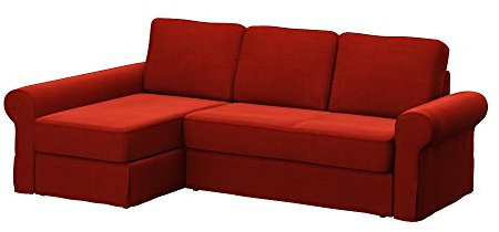 Soferia Kompatible Ersatzbezug fur BACKABRO 2er-Sofa mit Recamiere, Stoff Elegance Dark Orange (FLECKENBESTÄNDIG, WASSERABWEISEND und Kratzfest), Orange