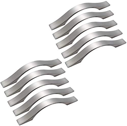 MARGUERASW Poignee de Meuble Cuisine - 10pcs Poignées de Meubles Nickel Brossé Poignée d'armoire Poignée de Placard Cuisine entraxe 96mm