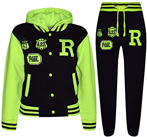 A2Z 4 Kids Unisex Girls Boys Baseball Tracksuit R Fashion FOX Hoodie With Joggers B.B Contrast Jacket Varsity Style Coat Long Sleeves Sweatpants Sports Activewear Set Childrens Age 2-13 Years