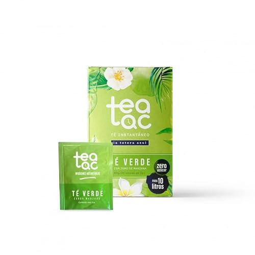 LA TETERA AZUL Te Verde Frío Sabor Manzana. Infusión Fría En Polvo. Tea Tac. Caja Con 20 Sobres Prácticos Para Preparar En Cualquier Momento. Sabor Delicioso Y Refrescante En Cada Sorbo.