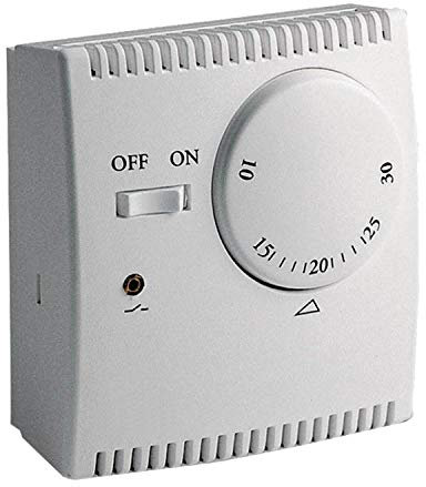 KPS Termostato analógico para calefacción o aire acondicionado con interruptor ON/OFF, Conexión 2 hilos, +5ºC a +30ºC