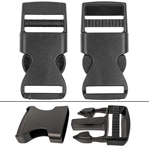 Steckschnallen, Größe 25 mm, 2 Stück, in Schwarz, aus Kunststoff, Gurtbänder Steckschnallen-Klickverschluss, Ersatz Steckverschluss, Schnalle Reparatur, Rucksack Gurtschnalle, Steckschließe Gurt