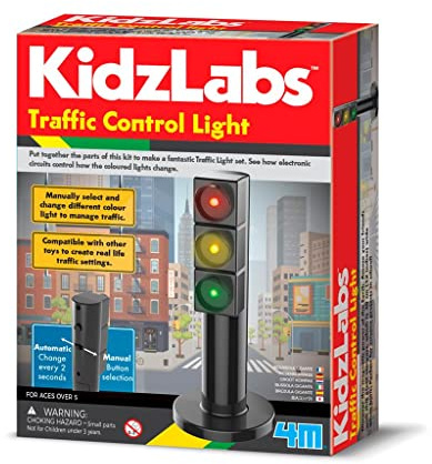 4M Kidzlabs Traffic Control Light Set, Learn How To Build Your Own Traffic Lights, See How Electronic Circuits Control Signals, STEM Learning for Kids Ages 5+