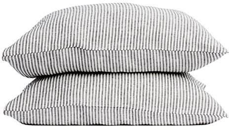 My Linen Home Kissenbezug 50x60 Leinen 2er Set | Hochwertiger Kopfkissenbezug in Streifen | 100% Stonewashed Leinen Bettwäsche | Made in EU | Antiallergisch & Hautverträglich