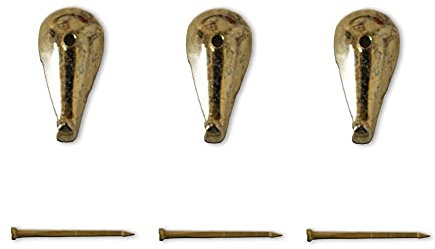 Lupia - Kit 3 Ganci Goccia Oro per Quadri, Specchiere e Cornici, Metallo Dorato, Stile Artistico, Adatti a Tutti Gli Ambienti, Chiodini per Il Fissaggio Inclusi, Dimensioni 2,6x1,2 cm