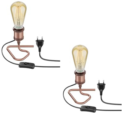 ledscom.de 2x Tischlampe RETRA, Schalter, bronze + LED Lampe 814lm warmweiß
