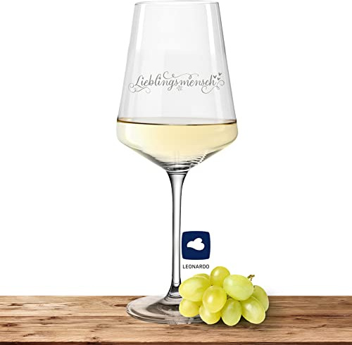 Deitert Leonardo Weißweinglas mit Motiv Lieblingsmensch Kaligrafie - PUCCINI - großes 560ml Glas - Weinglas als Geschenkidee für Männer und Frauen