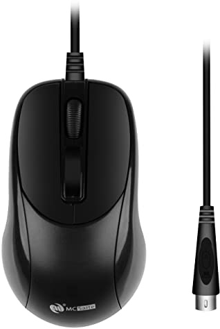 MCSaite Souris optique filaire PS2 3 boutons avec résolution de 1000 DPI pour PC, ordinateur de bureau, ordinateur portable, ordinateur portable, noir