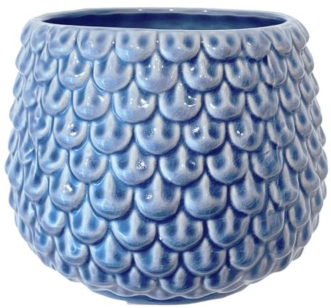 Nordring Pot de fleur Pino - Pots de Fleurs décoratifs Couleur pour intérieur Style rétro créatif M (13,5 cm ø), bleu, Céramique