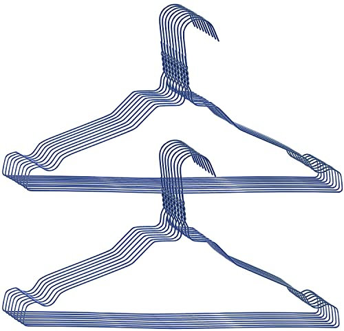 RSR Hangers Drahtbügel Kleiderbügel aus Metall 100 Stück Blau einfarbig Metallkleiderbügel Set Metall Draht Drahtkleiderbügel 40 cm Platzsparend