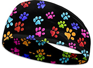 Dolyues Regenbogen-Pfoten-Stirnband, schwarzes Bandana, Haarbänder, Make-up-Stirnbänder, Schweißband für Angeln, Yoga, Motorradfahren, Wandern, Crossfit
